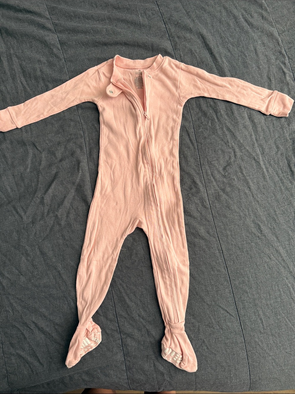 Baby Pink Footed One-Piece Sleeper with Front Zip